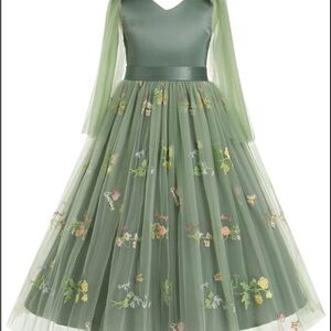 Elegant Green Floral Dress